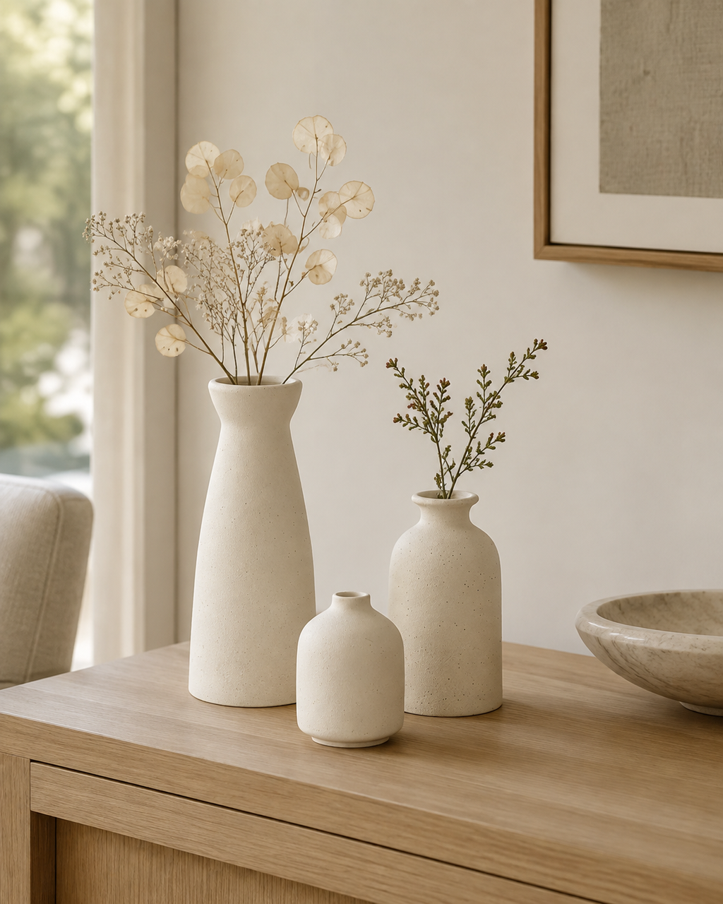 Bohemian Ceramic Vase Set of 3
