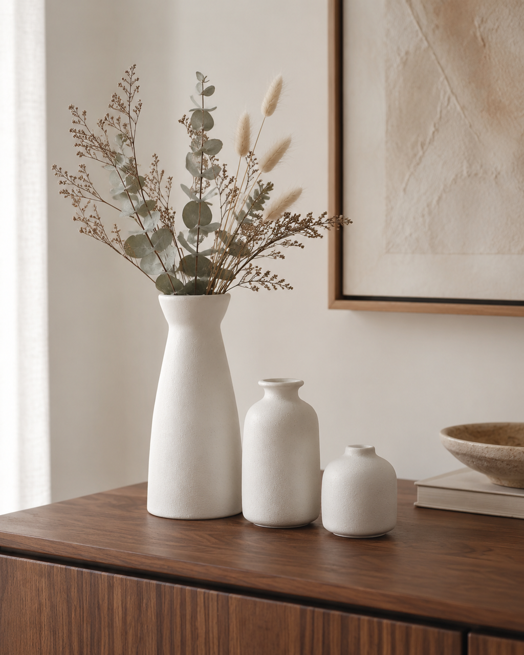 Bohemian Ceramic Vase Set of 3