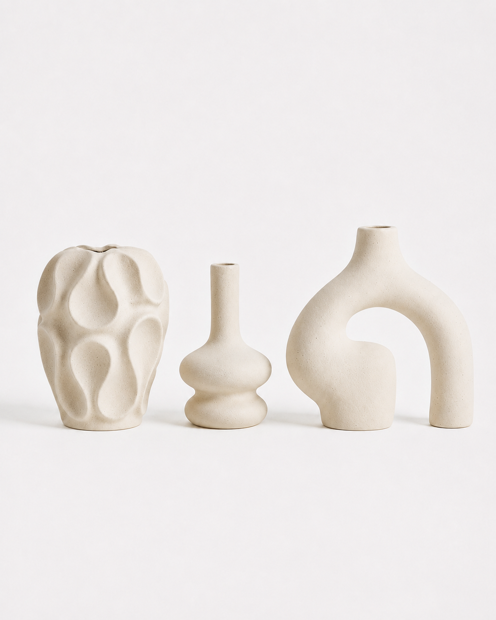 Nordic Geometric Ceramic Vase Set of 3