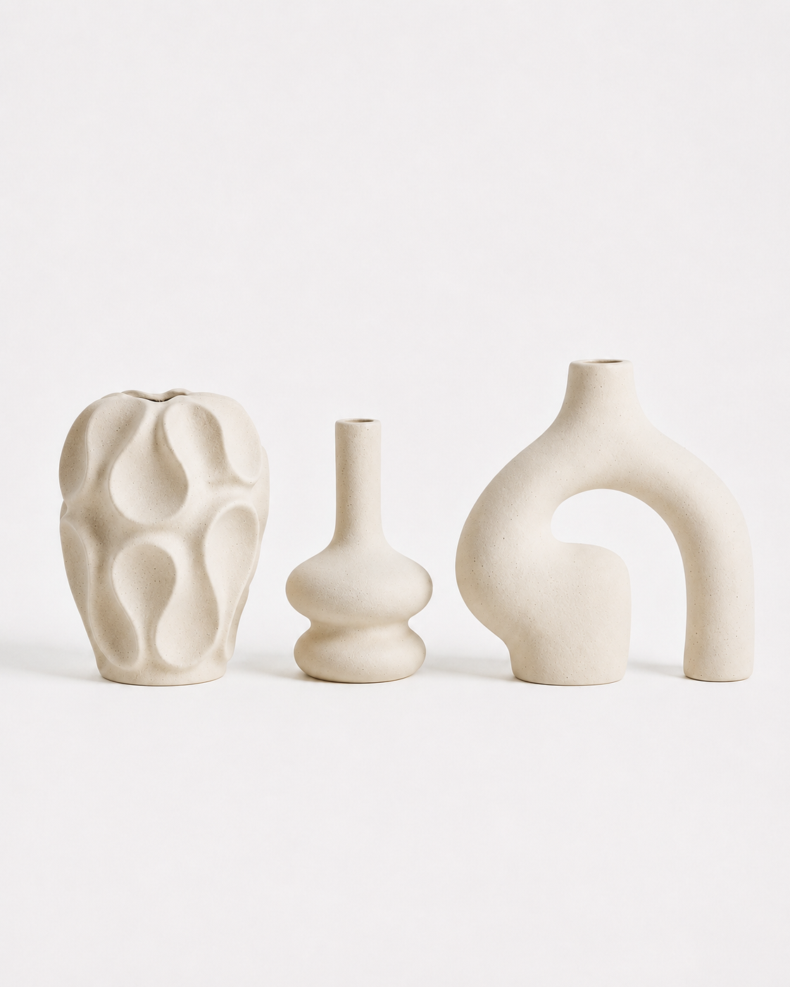 Nordic Geometric Ceramic Vase Set of 3