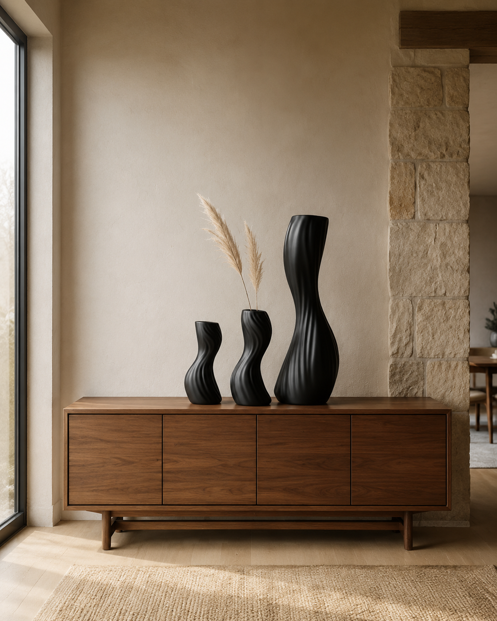 Scandinavian Sculptural Vase Set of 3