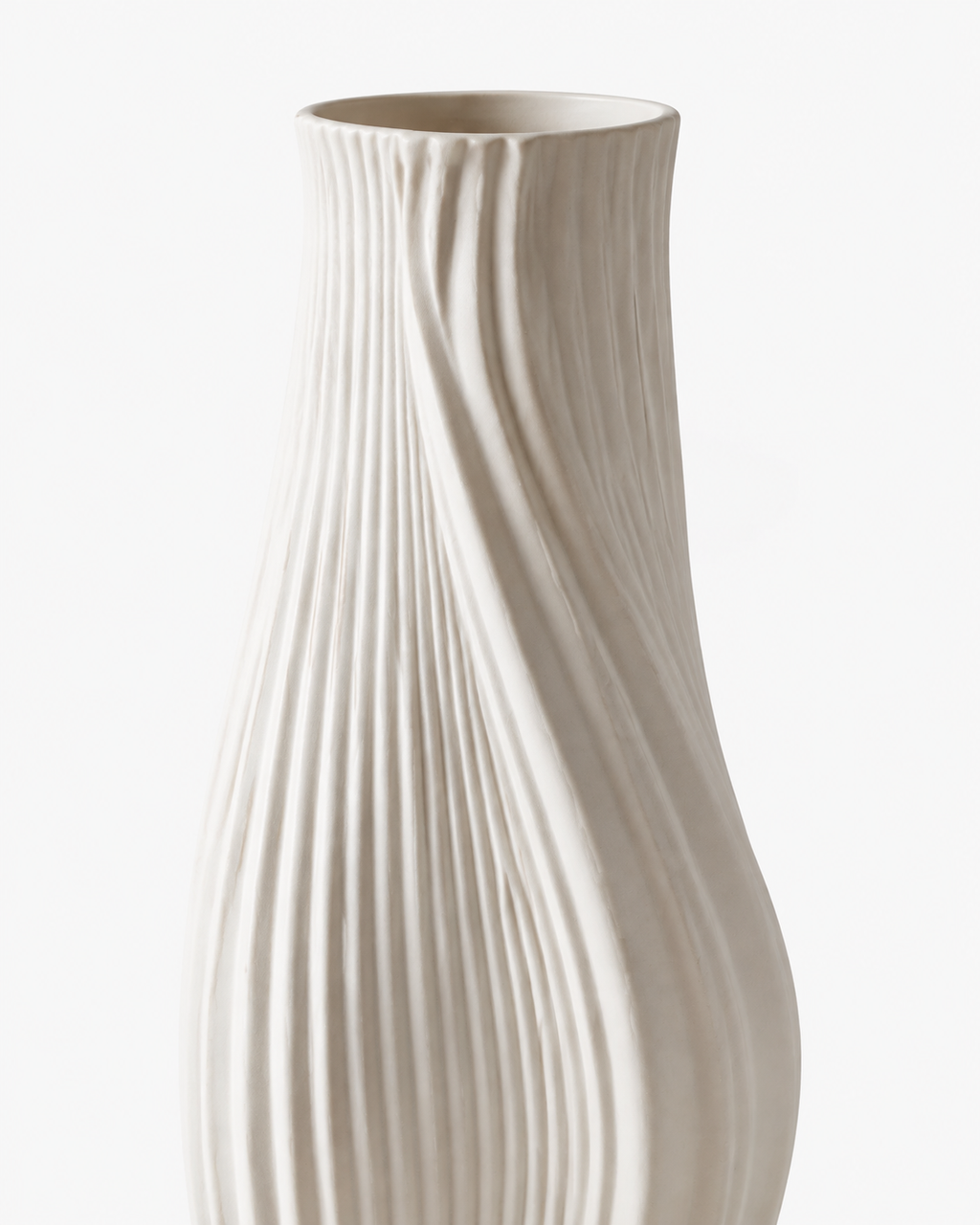 Matte White Fluted Vase Set of 3