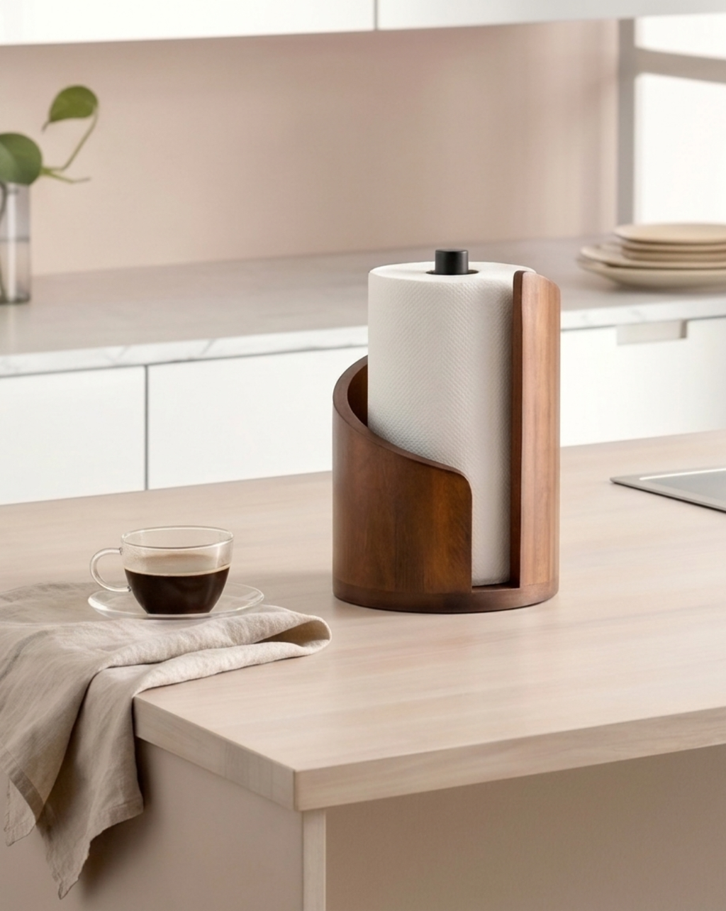 Solid Wood Kitchen Roll Holder