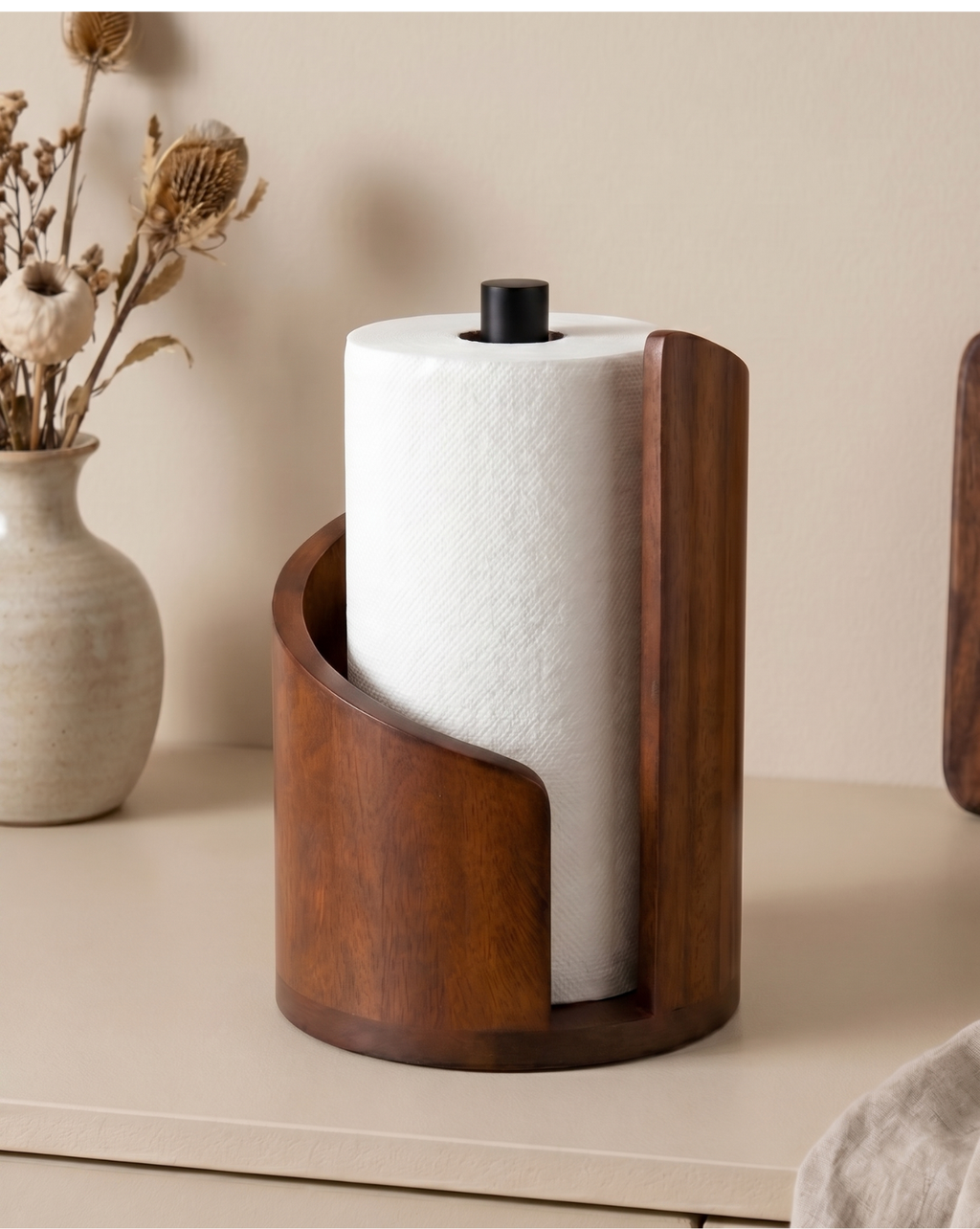 Solid Wood Kitchen Roll Holder