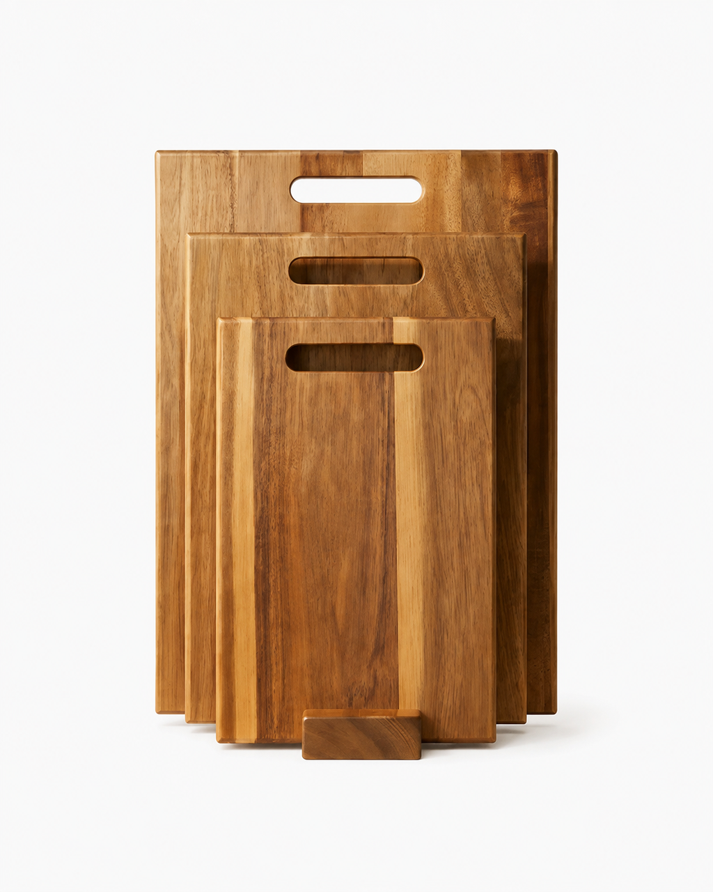 3-Piece Acacia Wood Cutting Board Set with Stand