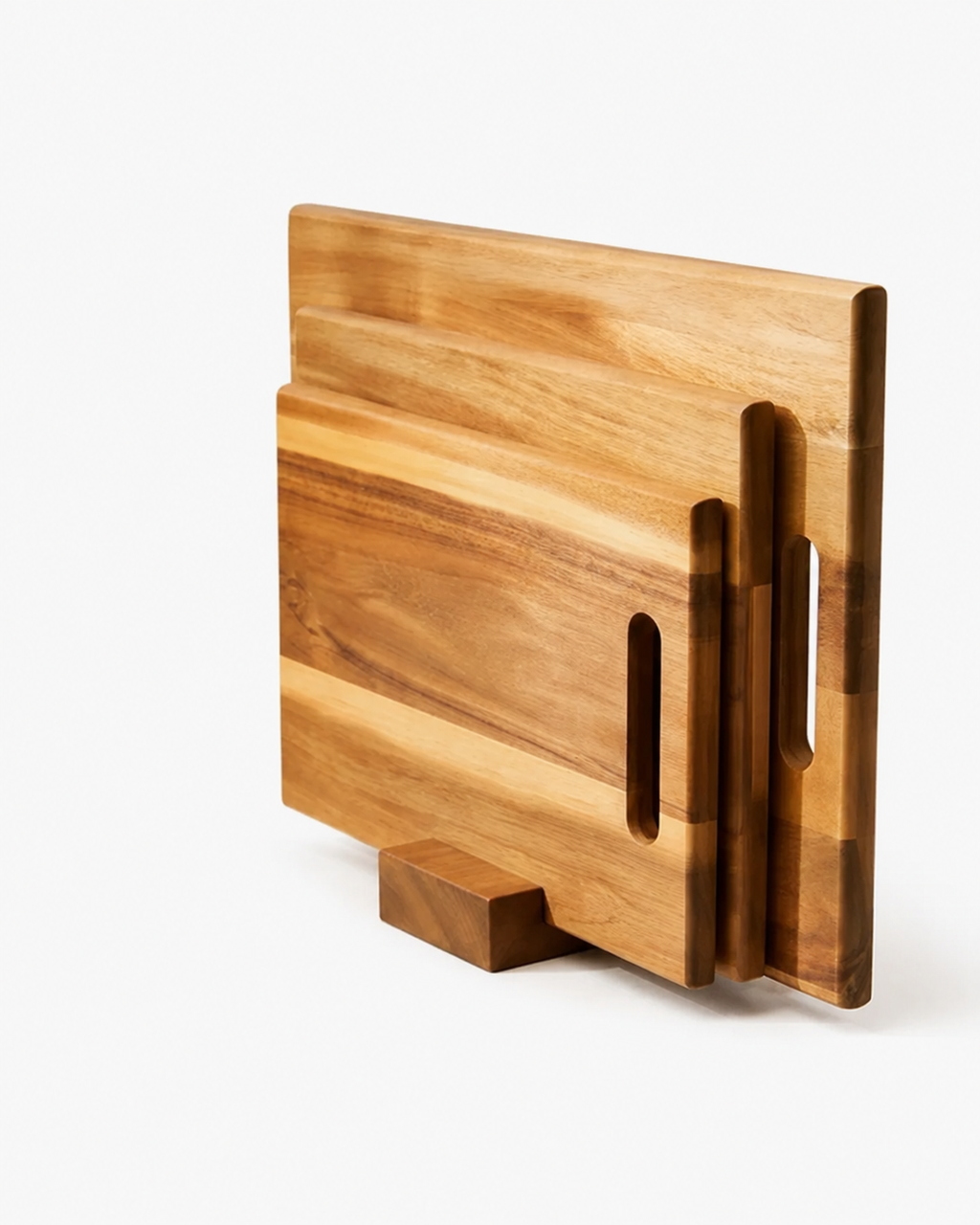 3-Piece Acacia Wood Cutting Board Set with Stand