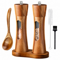 Acacia Wood Salt & Pepper Mill Set with Stand