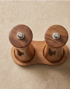 Acacia Wood Salt & Pepper Mill Set with Stand