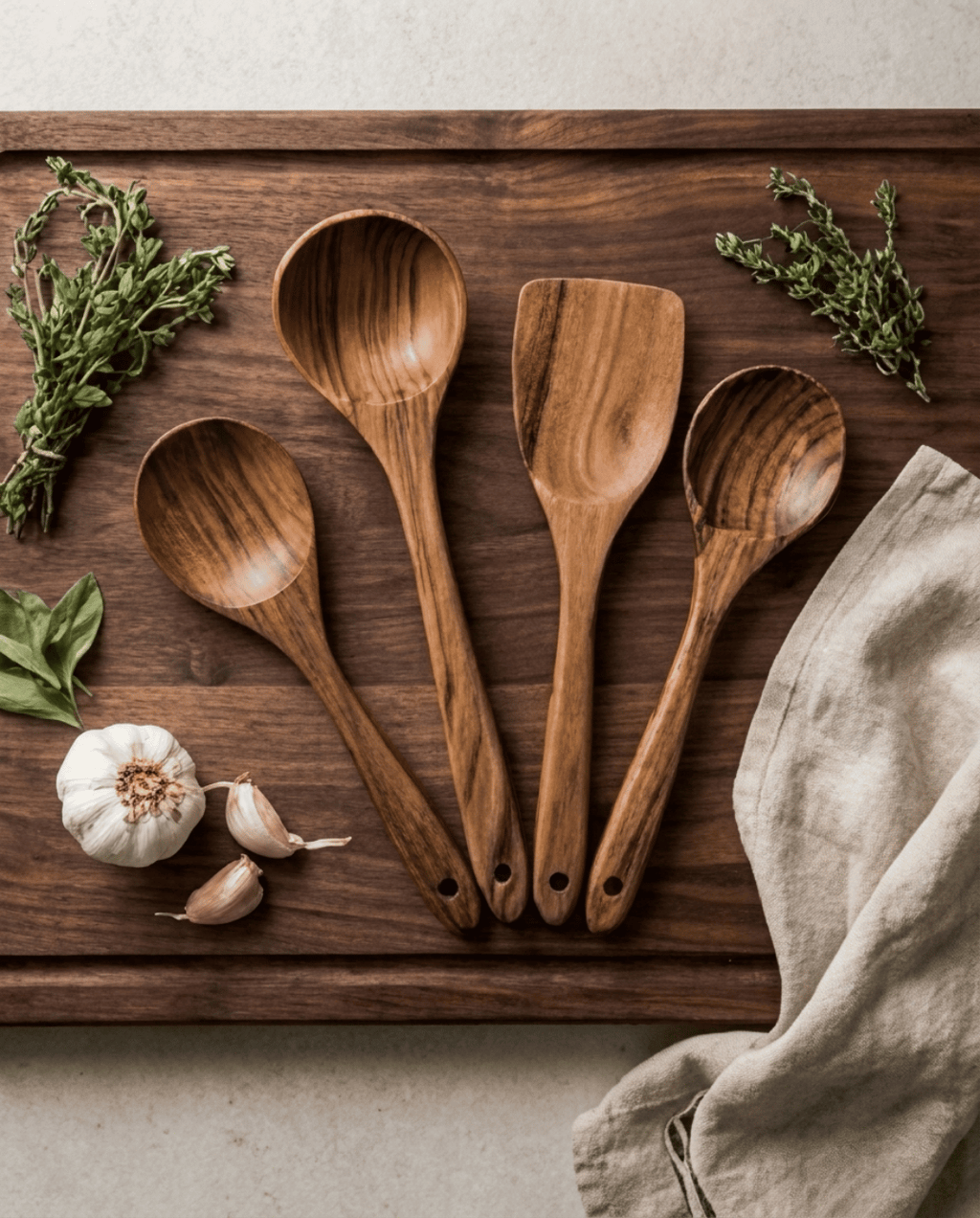 5-Piece Teak Wood Kitchen Utensil Set