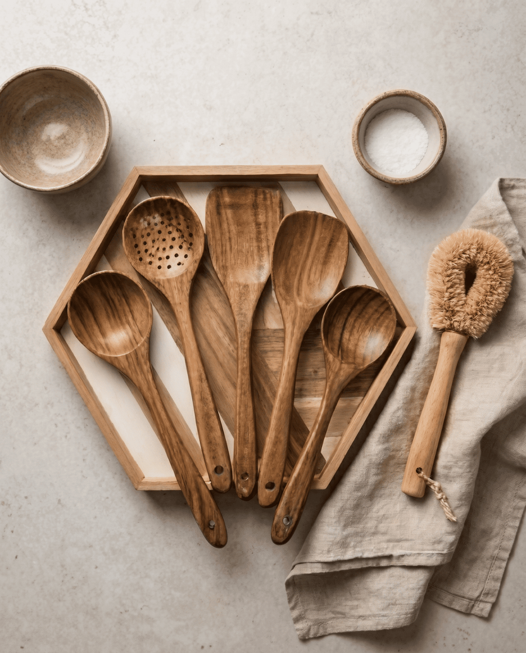 5-Piece Teak Wood Kitchen Utensil Set