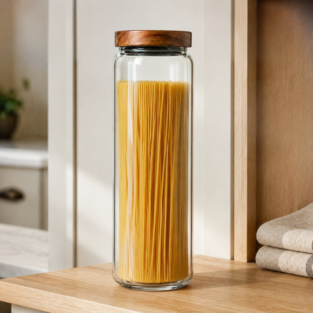 Glass Storage Jar with Acacia Wood Lid – 1.54L
