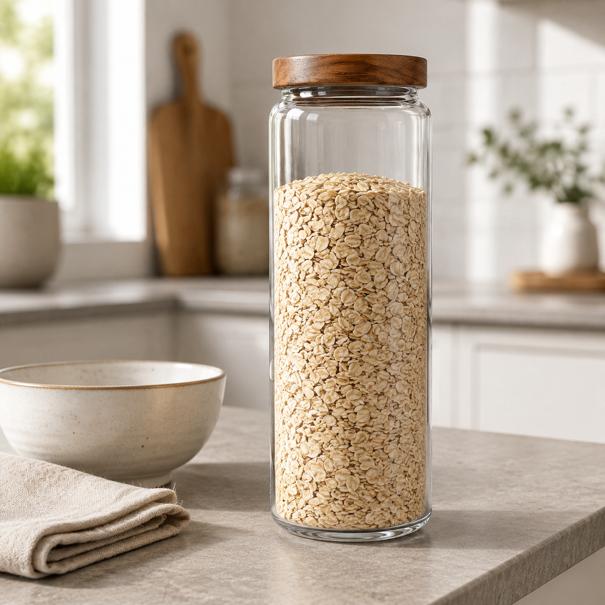 Glass Storage Jar with Acacia Wood Lid – 1.54L