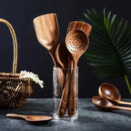 Natural Wooden Kitchen Utensil Set 7-Piece