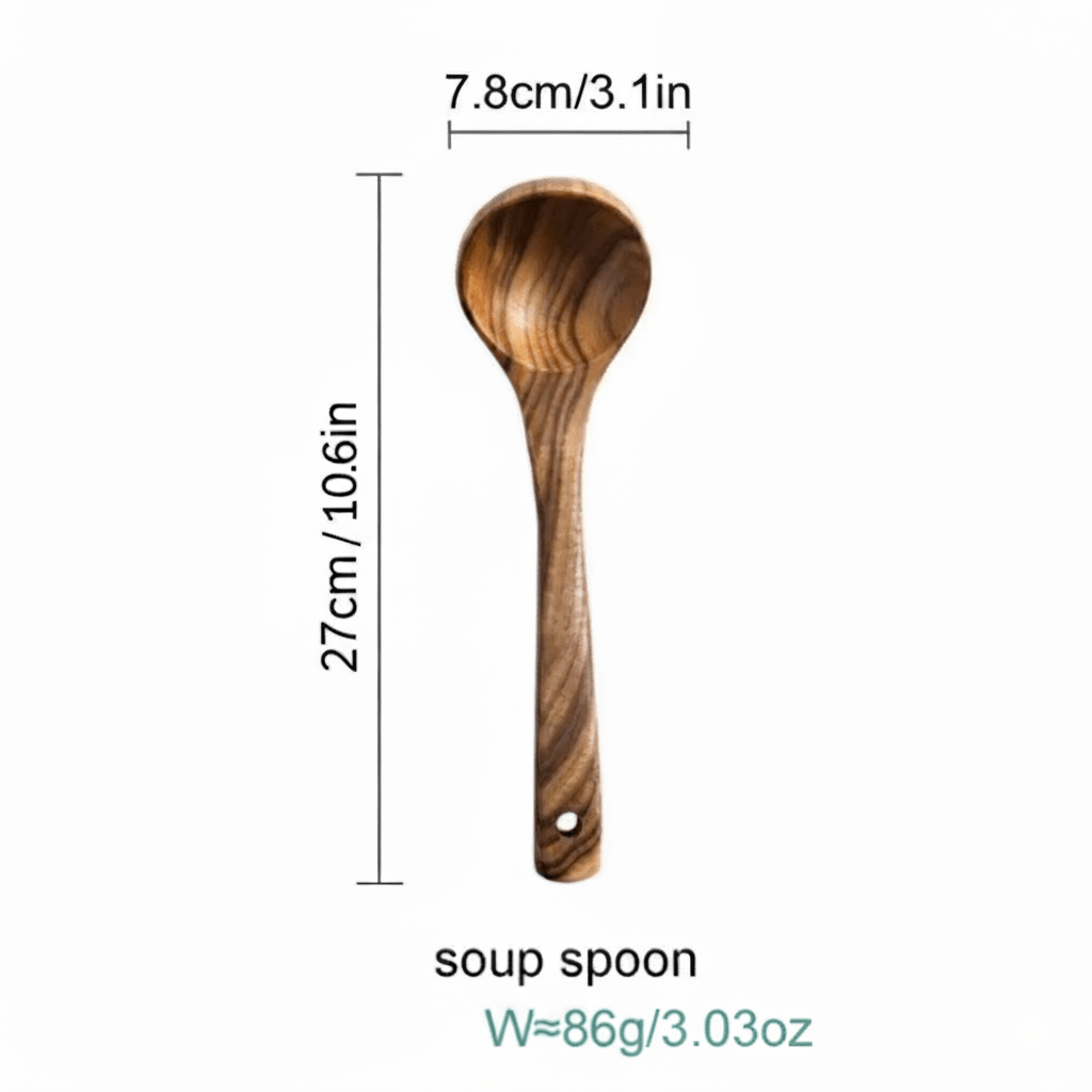 Natural Wooden Kitchen Utensil Set 7-Piece