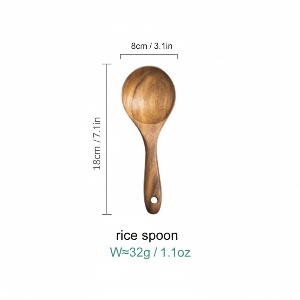 Natural Wooden Kitchen Utensil Set 7-Piece
