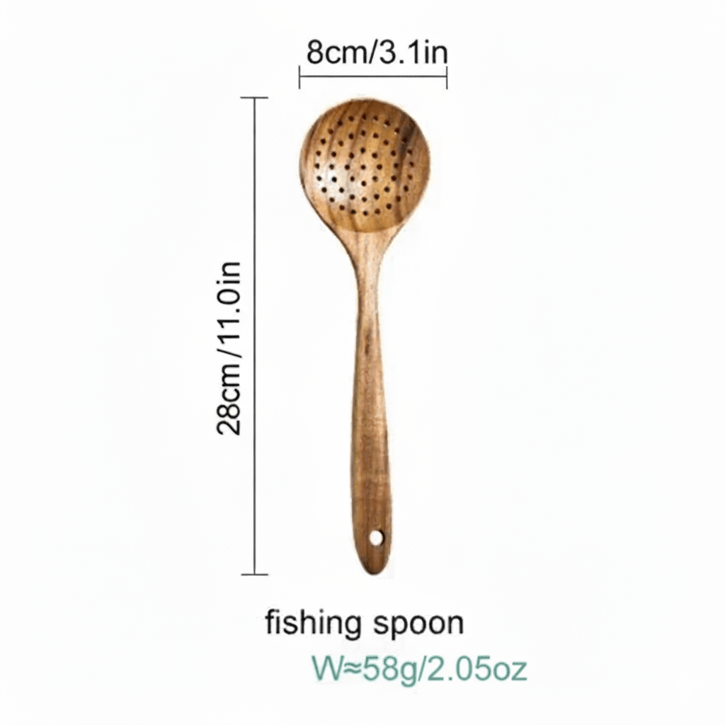 Natural Wooden Kitchen Utensil Set 7-Piece
