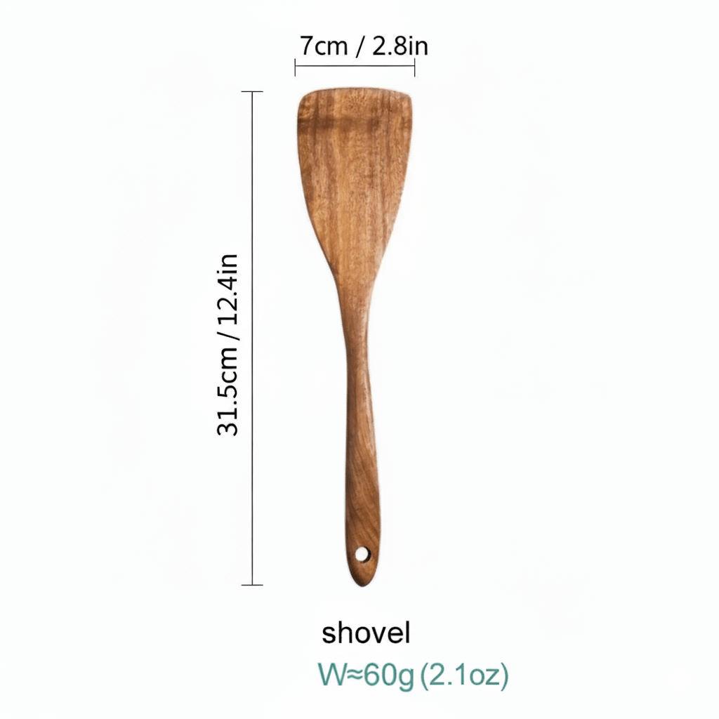 Natural Wooden Kitchen Utensil Set 7-Piece