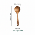 Natural Wooden Kitchen Utensil Set 7-Piece