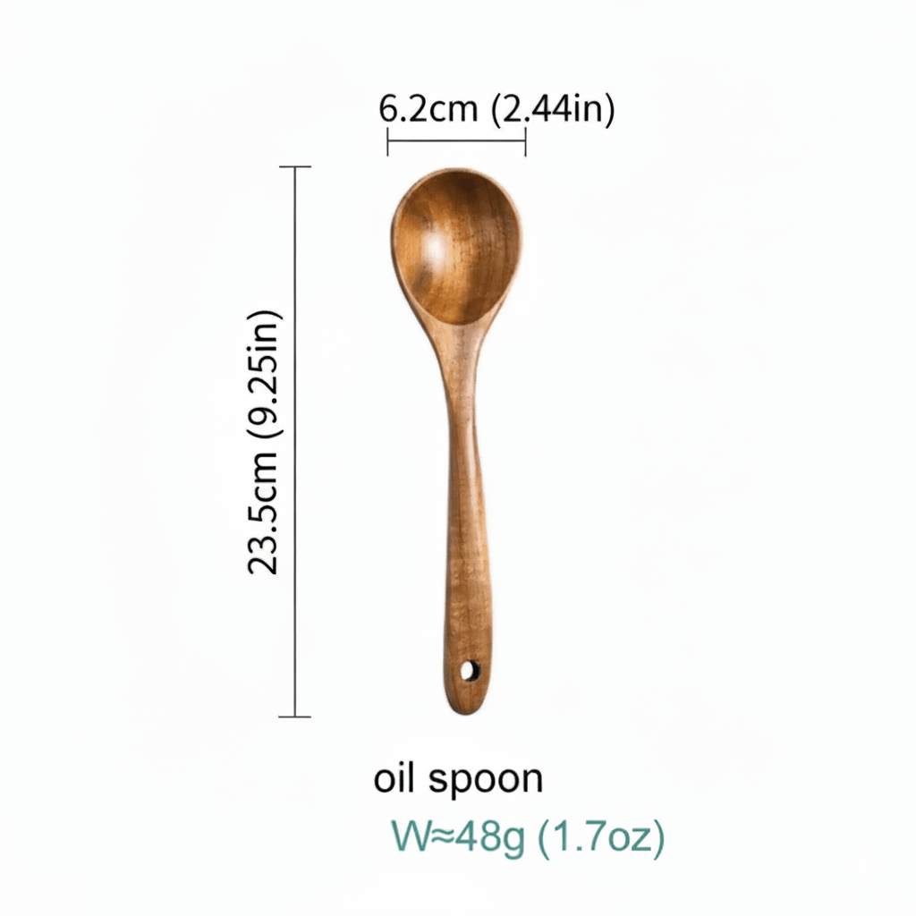 Natural Wooden Kitchen Utensil Set 7-Piece
