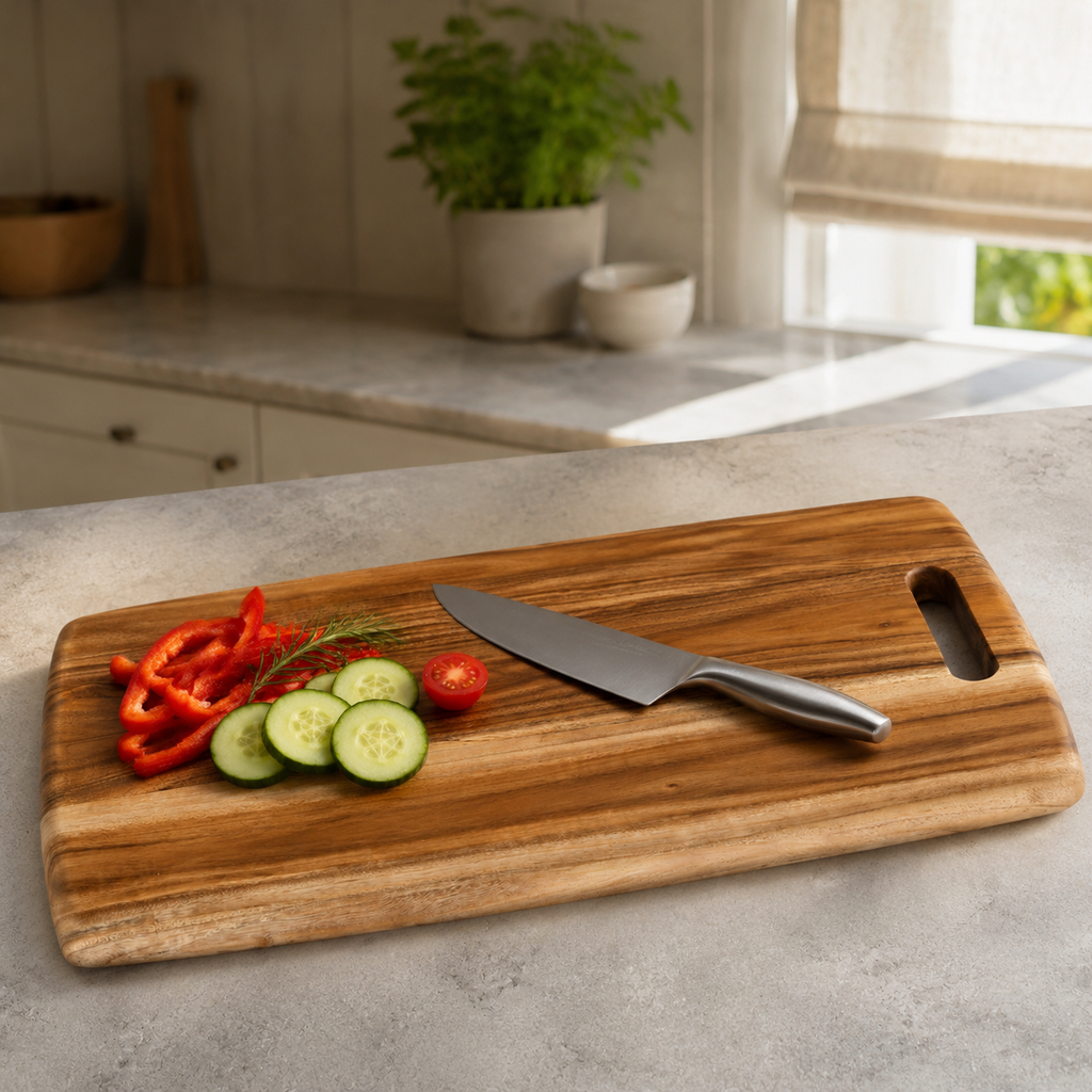 Acacia Wood Cutting Board with Handle 36 × 24 cm