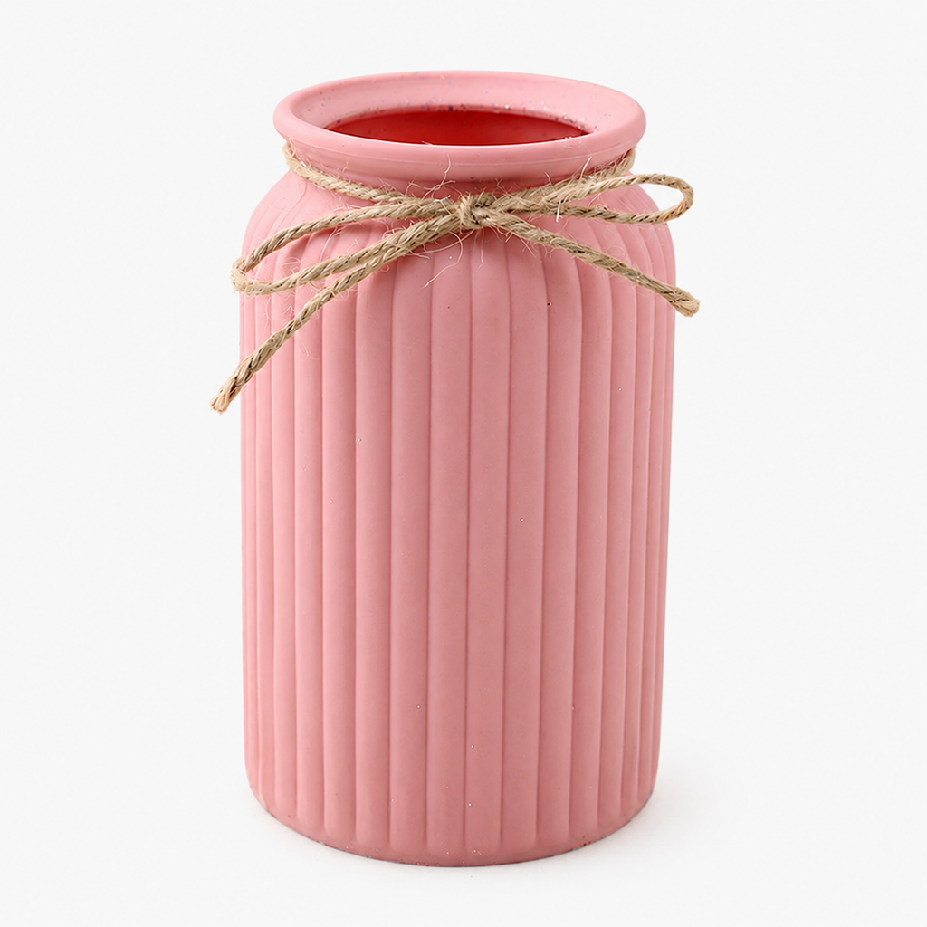 Fluted Plastic Vase with Rope Detail