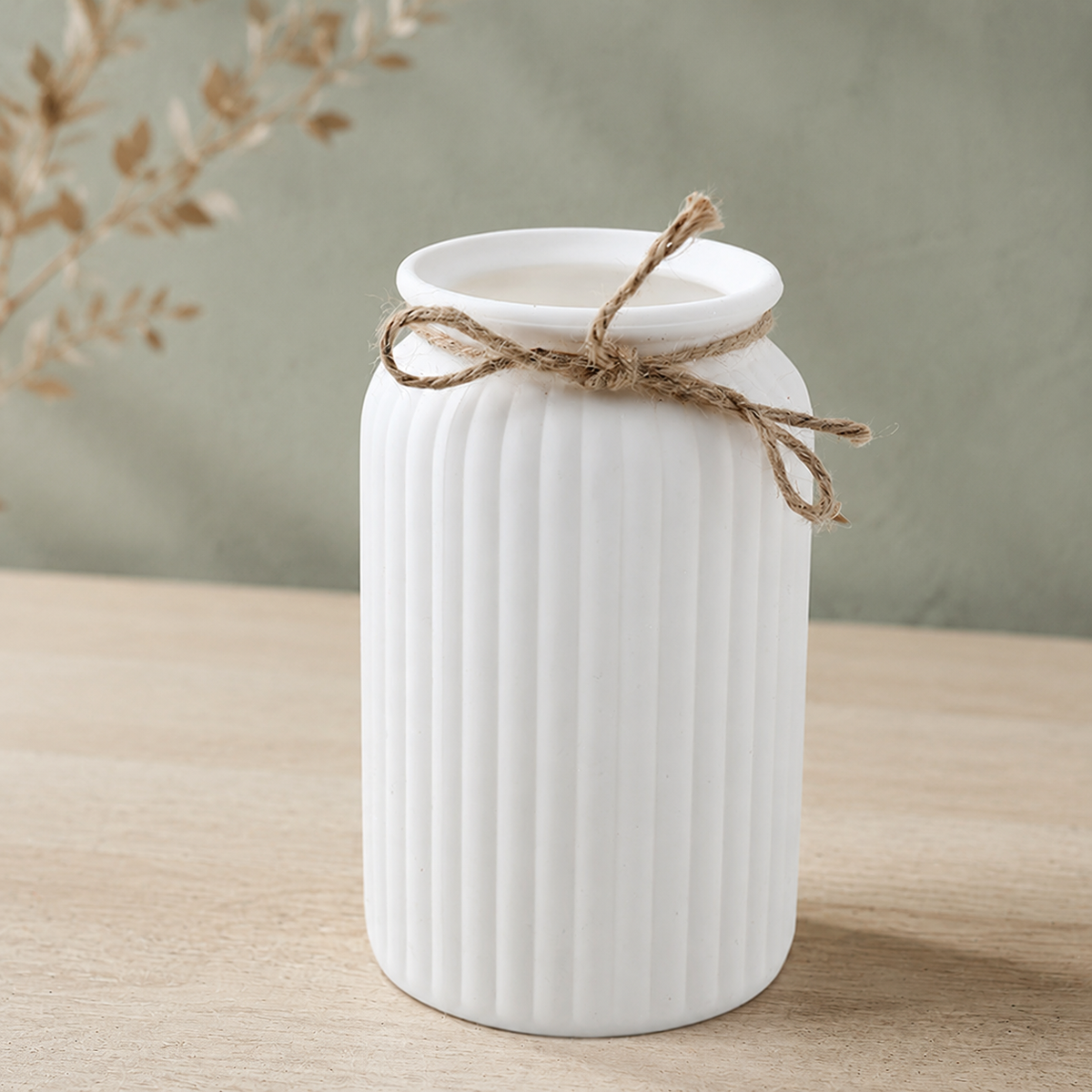 Fluted Plastic Vase with Rope Detail