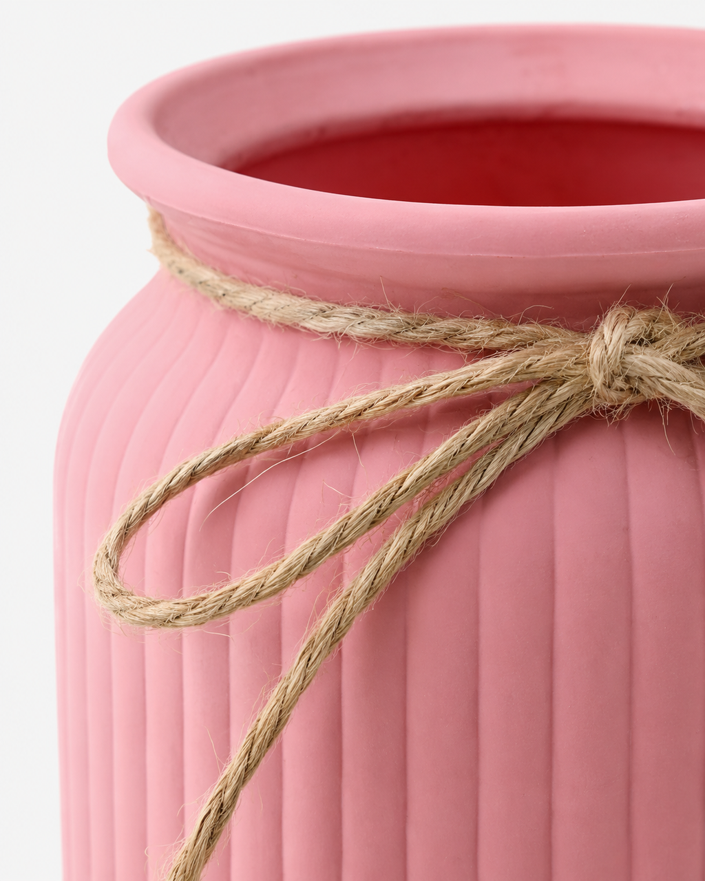 Fluted Plastic Vase with Rope Detail