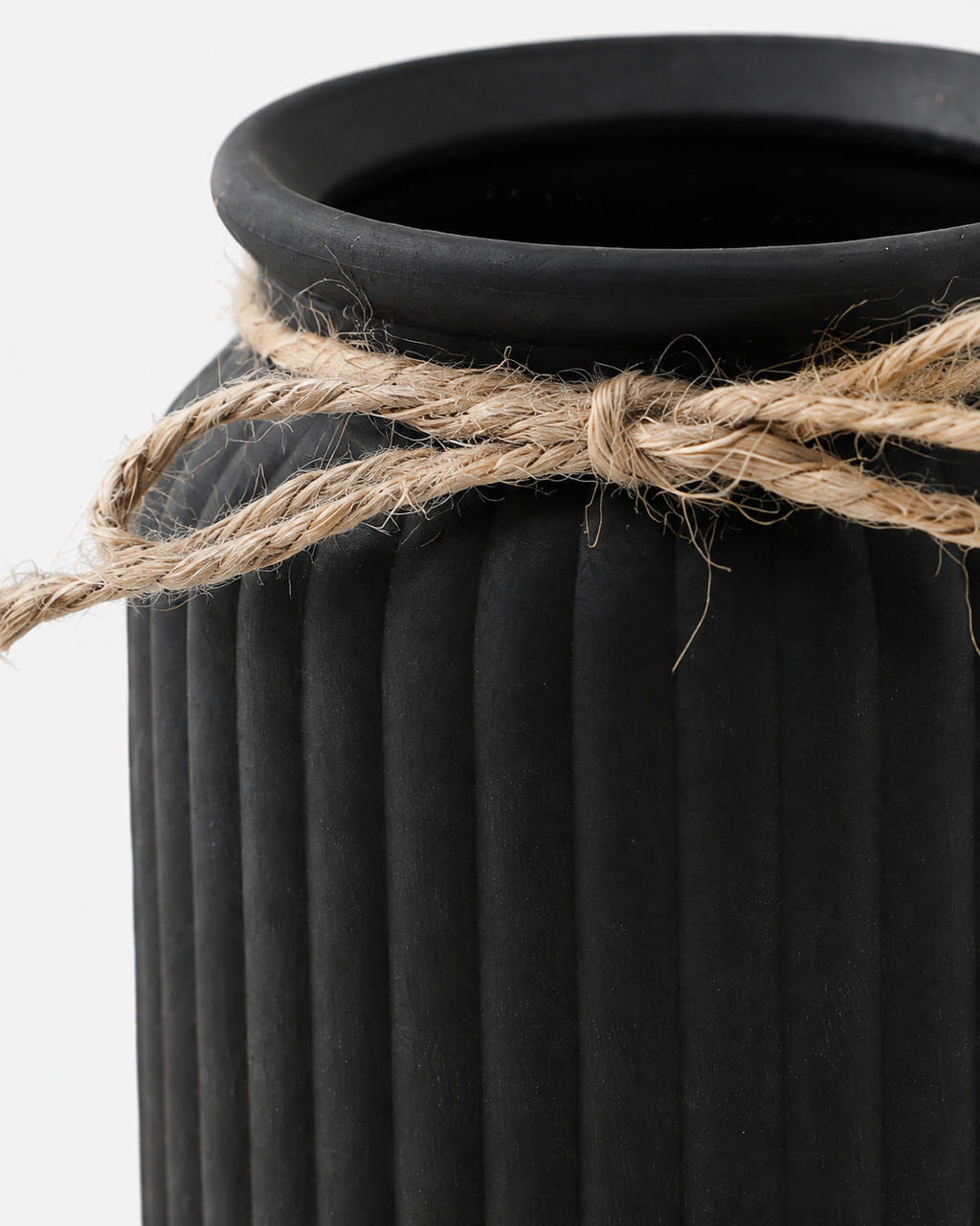 Fluted Plastic Vase with Rope Detail