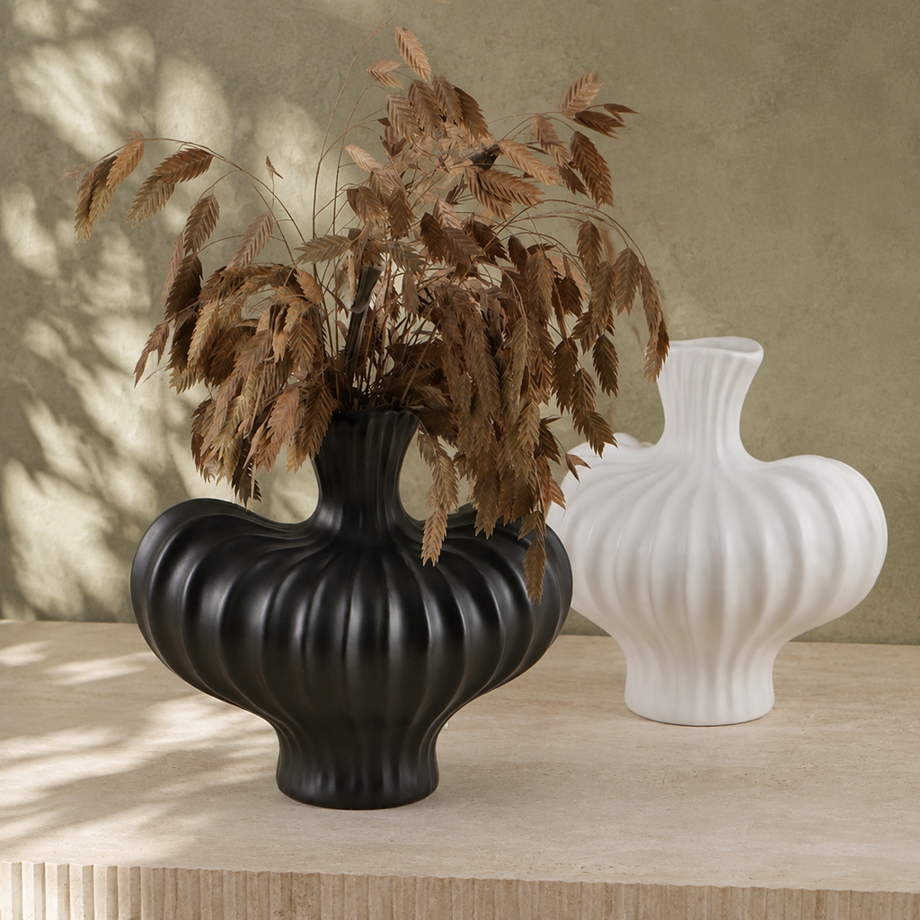 Sculptural Ribbed Plastic Vase