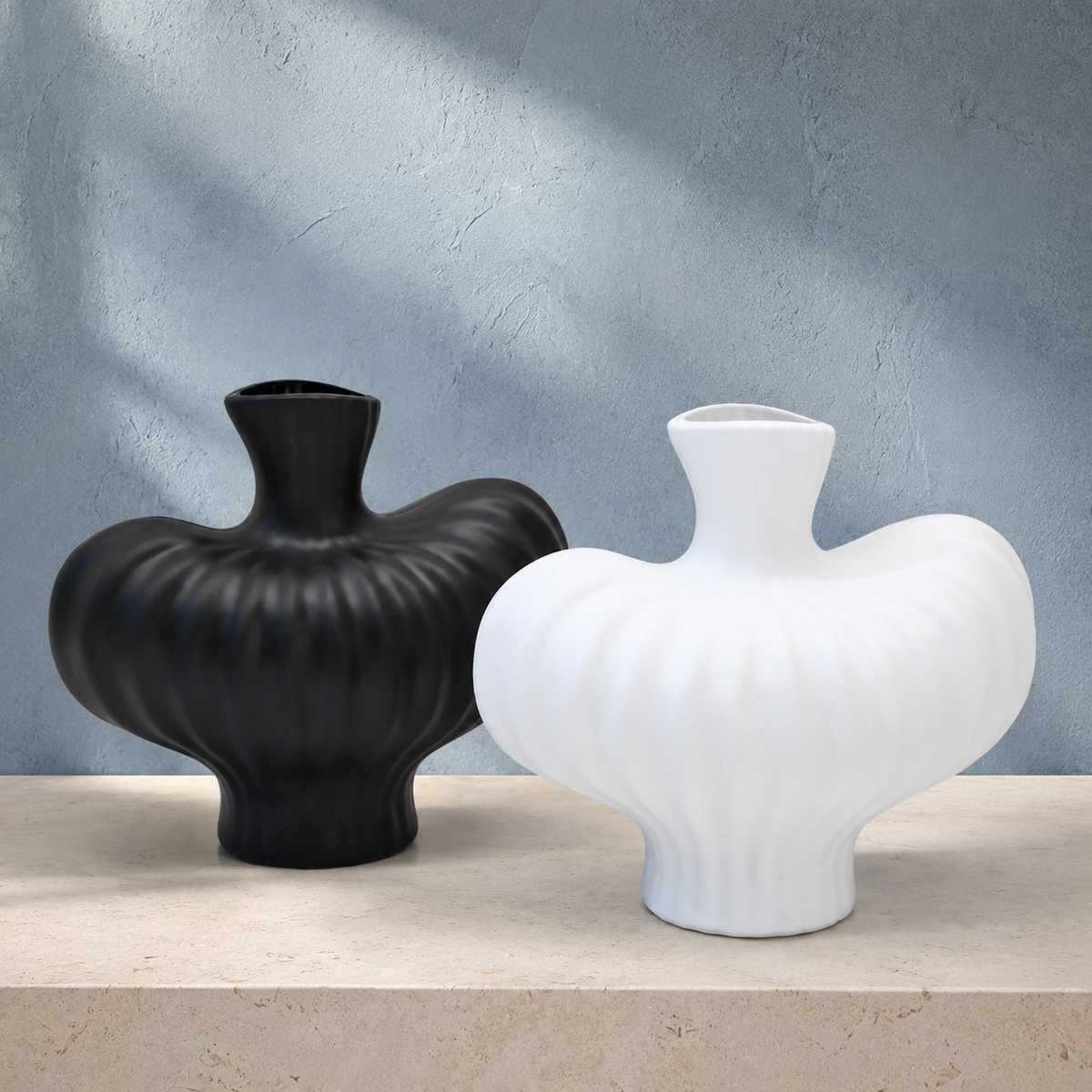 Sculptural Ribbed Plastic Vase