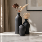 3-Piece Ribbed Decorative Vase Set