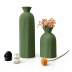 2-Piece Wavy Ribbed Decorative Vase Set