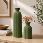 2-Piece Wavy Ribbed Decorative Vase Set