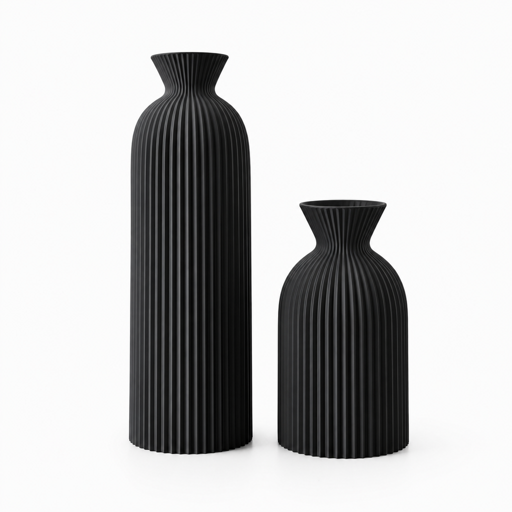 2-Piece Wavy Ribbed Dry Flower Vase Set