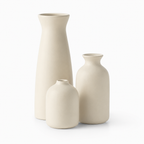 3-Piece Beige Ceramic Decorative Vase Set