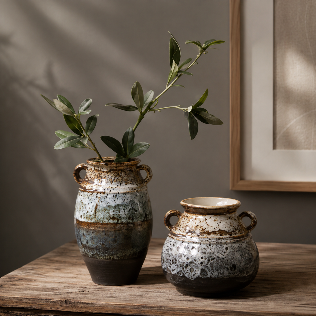 3-Piece Retro Ceramic Flower Vase Set