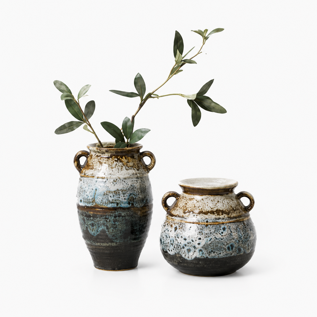 3-Piece Retro Ceramic Flower Vase Set