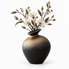 Sculptural Black Ceramic Flower Vase