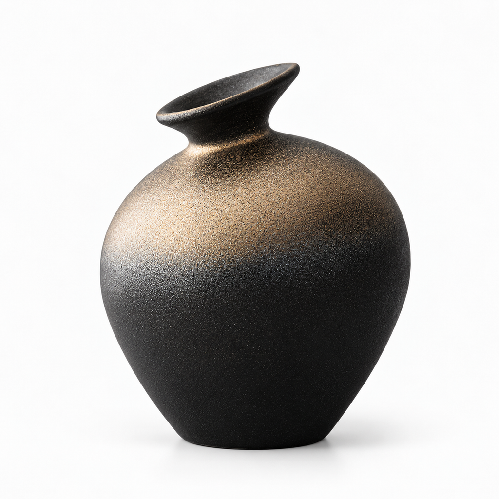 Sculptural Black Ceramic Flower Vase