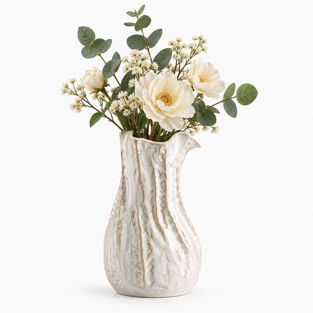 Textured White Ceramic Japandi Vase