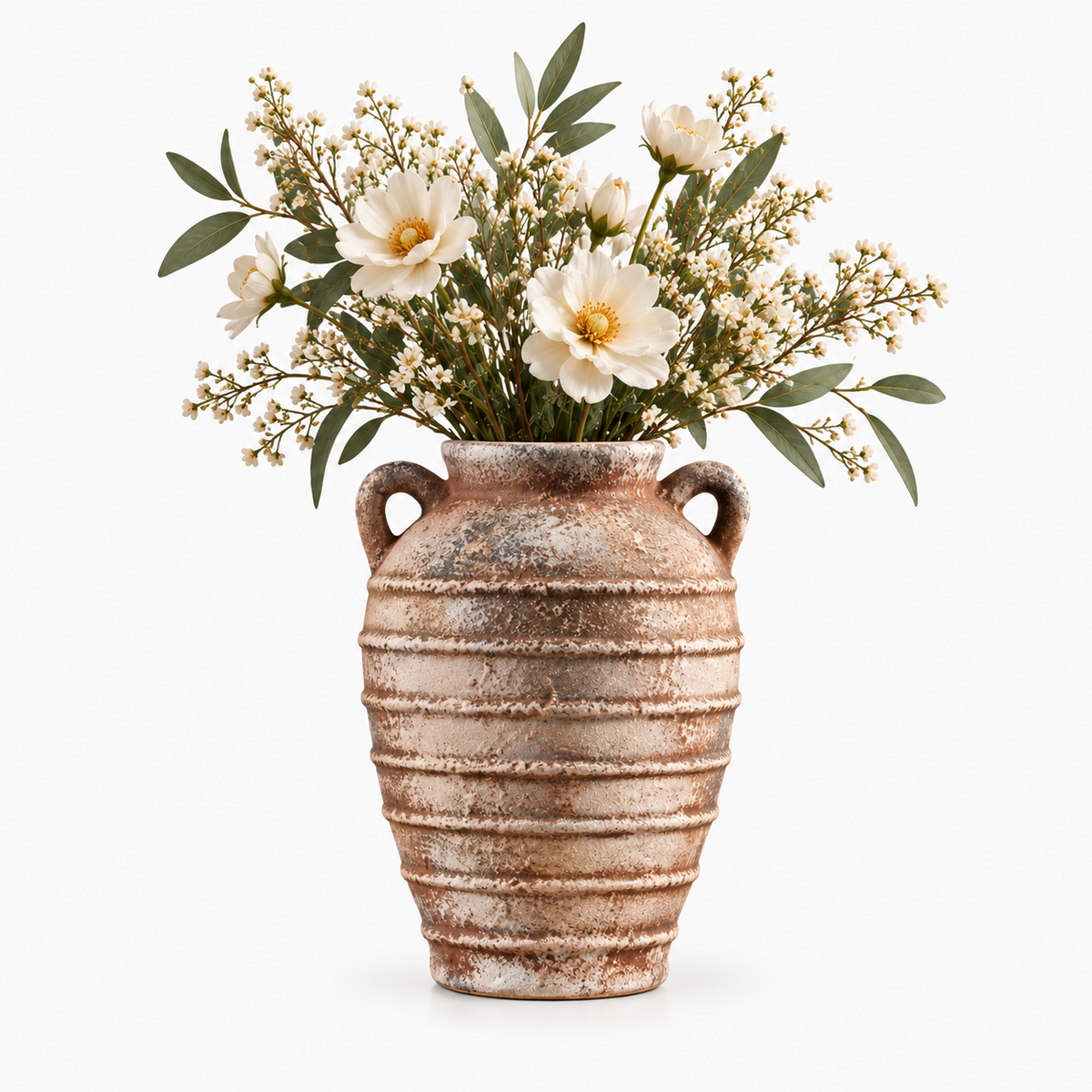Wabi-Sabi Ribbed Ceramic Flower Vase