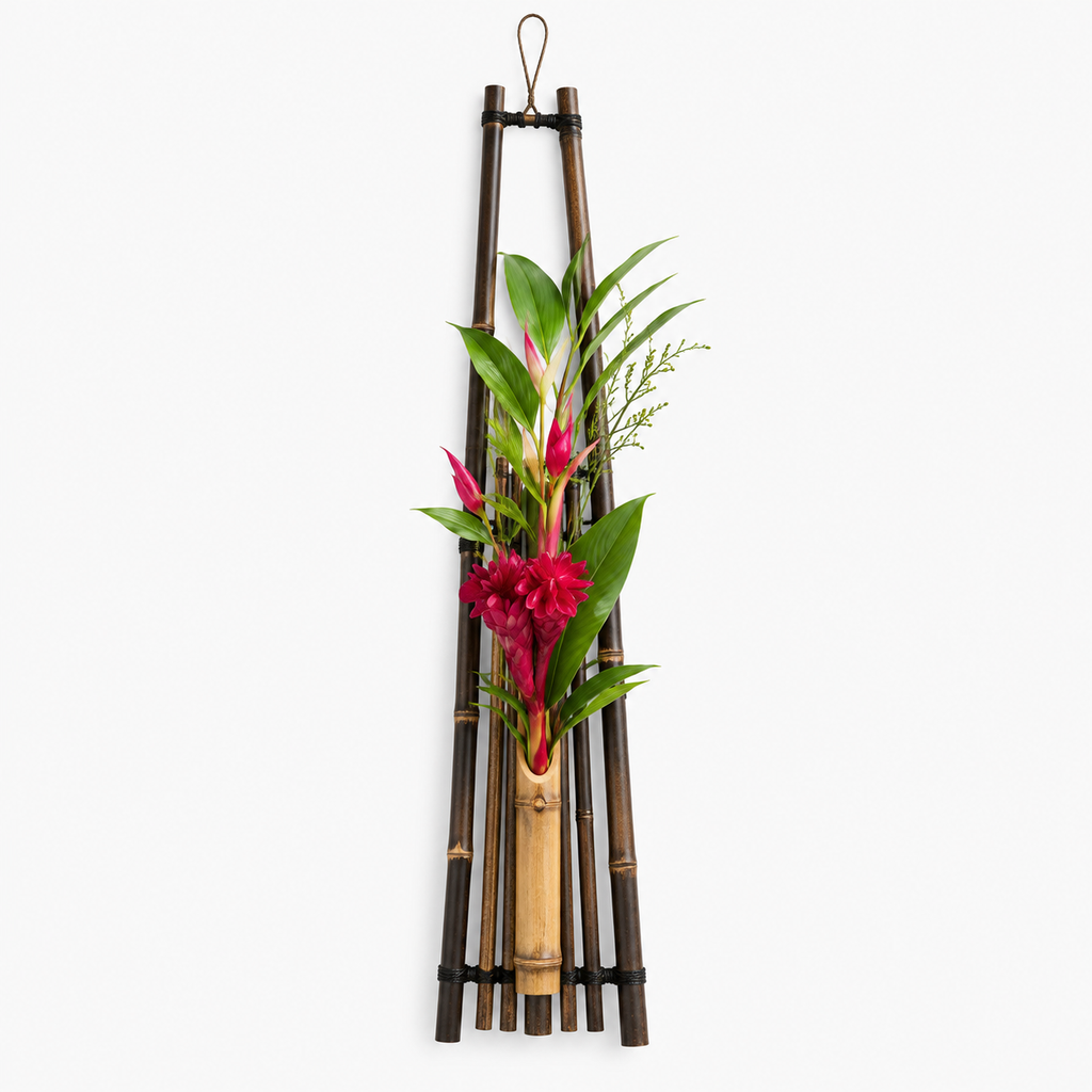 Black Bamboo Japanese Wall Vase