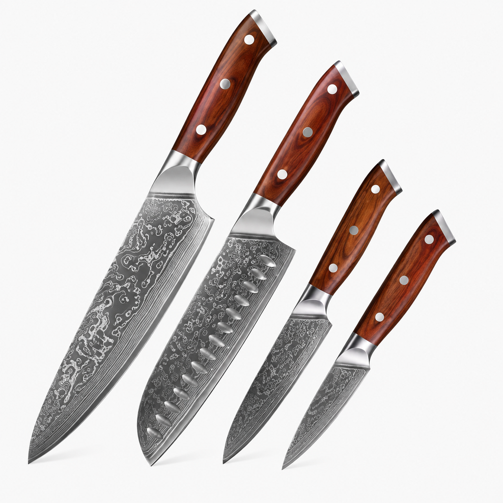 4-Piece Damascus Steel Kitchen Knife Set