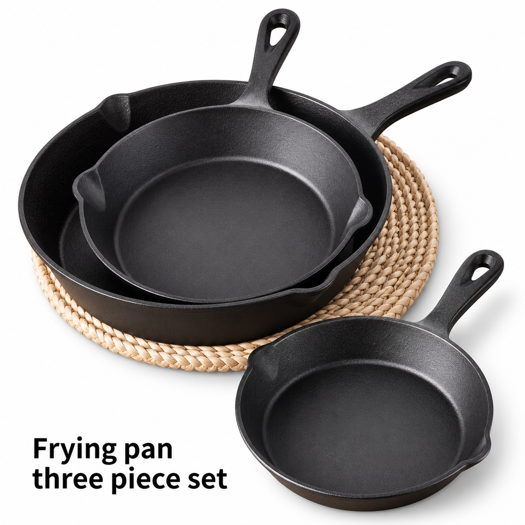 3-Piece Cast Iron Frying Pan Set