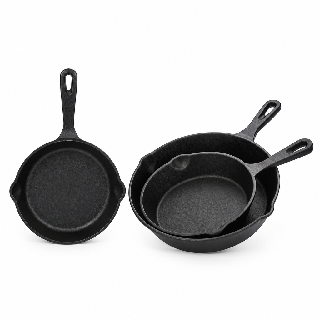3-Piece Cast Iron Frying Pan Set