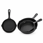3-Piece Cast Iron Frying Pan Set