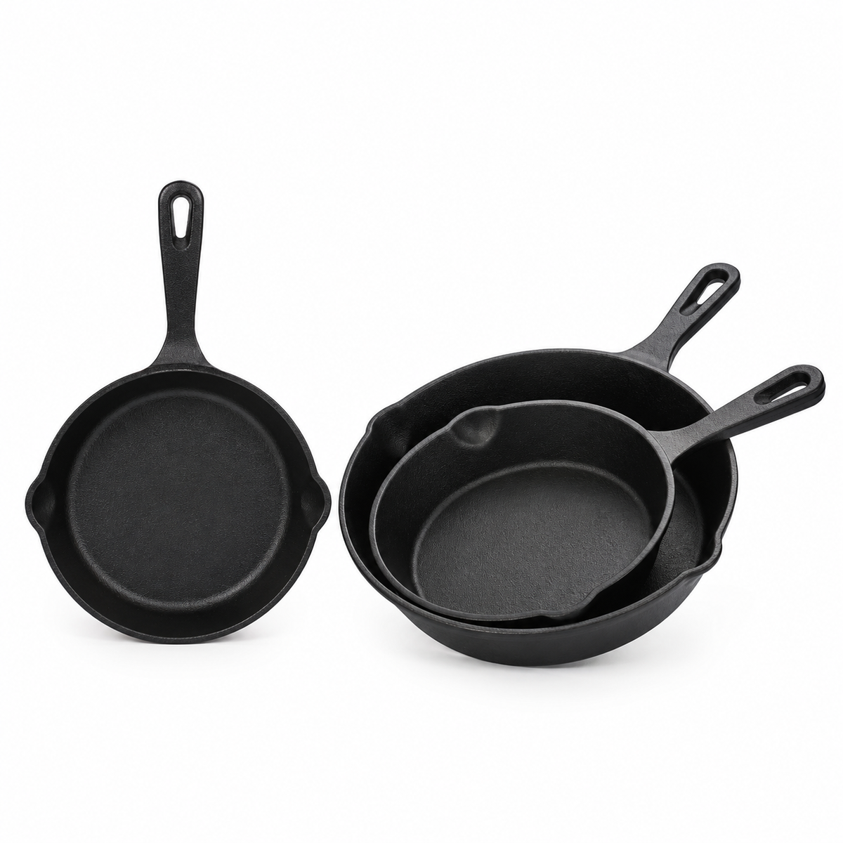 3-Piece Cast Iron Frying Pan Set