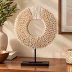 Nordic Cowrie Shell Decorative Sculpture on Stand