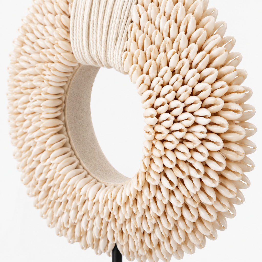 Nordic Cowrie Shell Decorative Sculpture on Stand