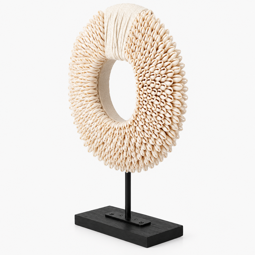 Nordic Cowrie Shell Decorative Sculpture on Stand